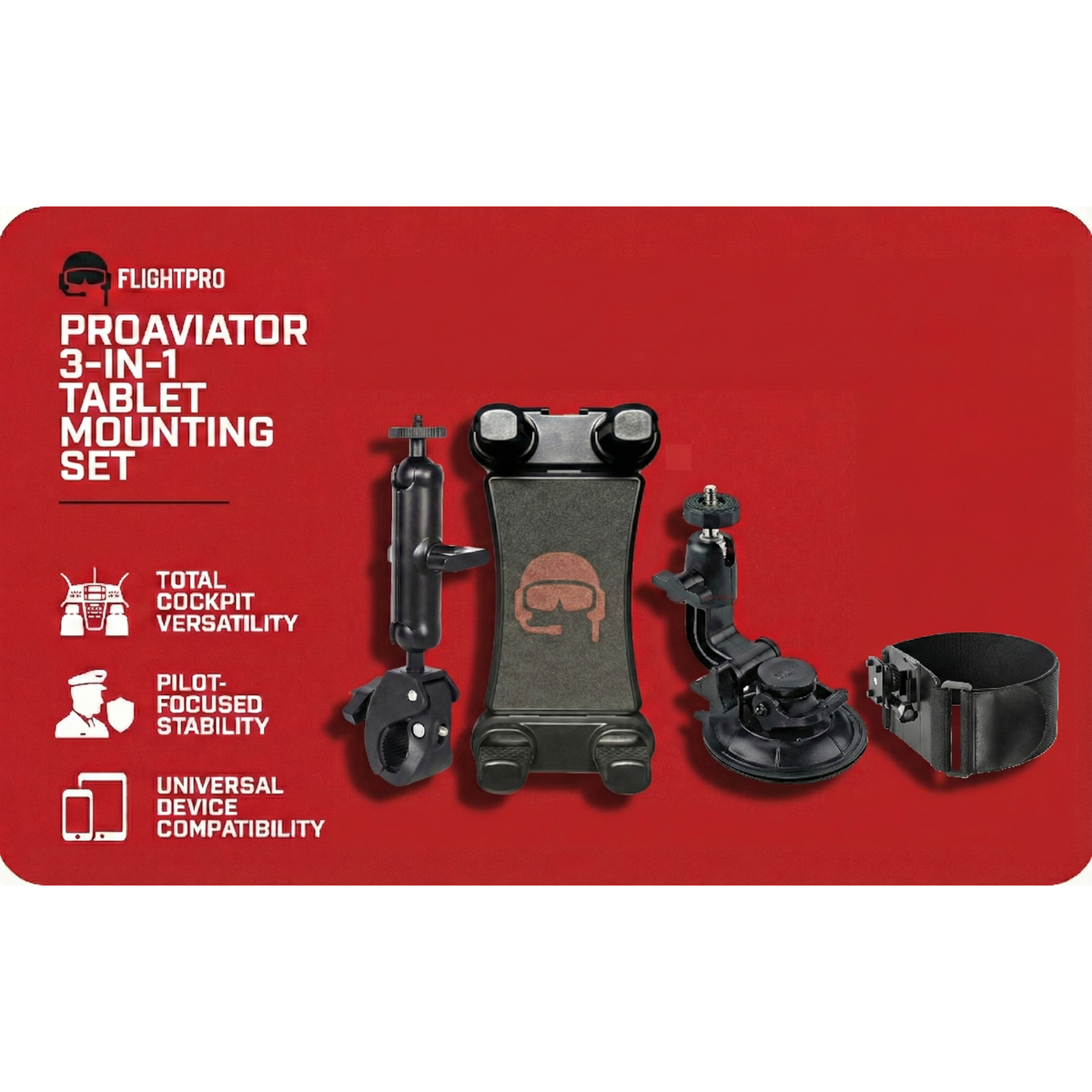 ProAviator 3-in-1 Aviation iPad Mount Set | Yoke, Suction Cup & Kneeboard