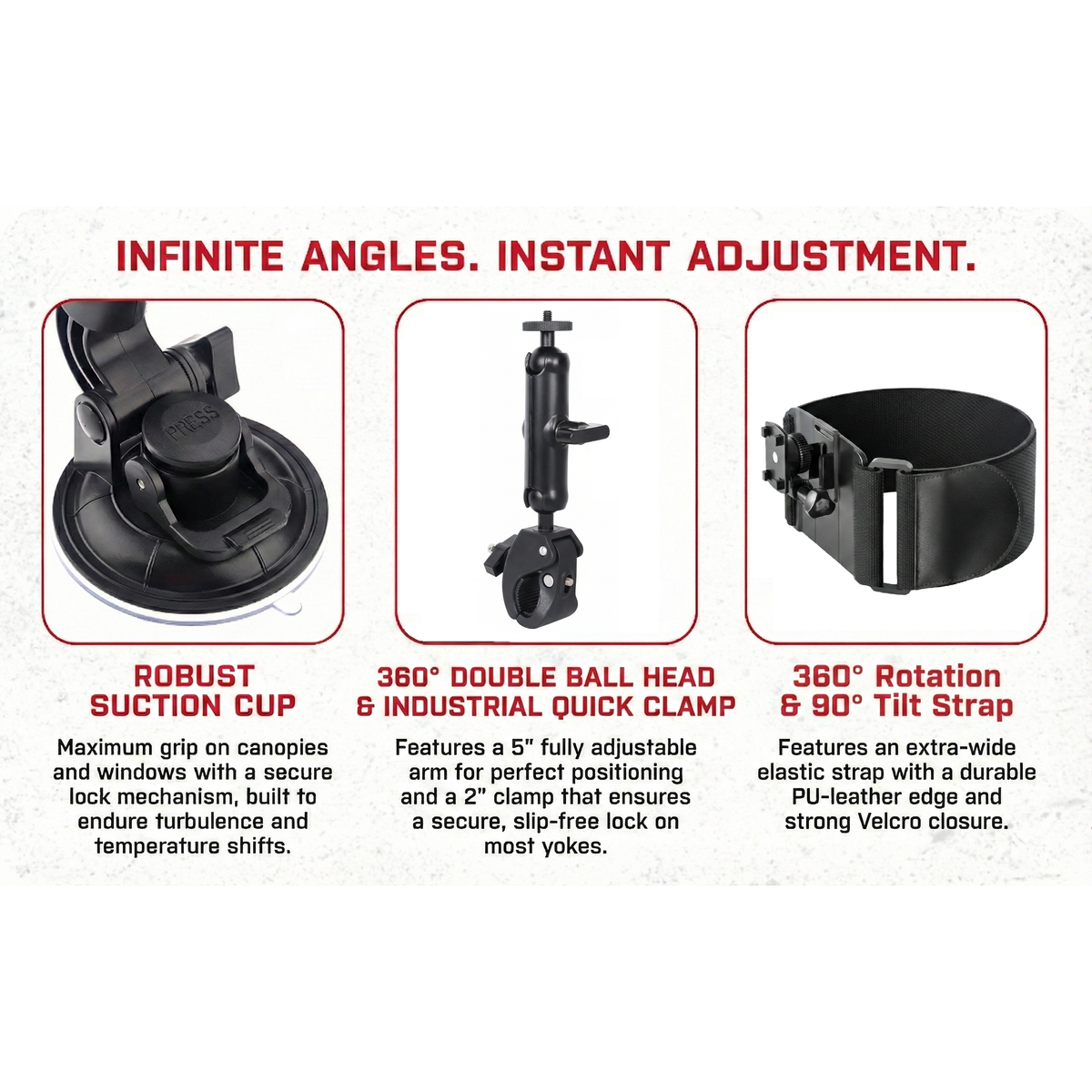 ProAviator 3-in-1 Aviation iPad Mount Set | Yoke, Suction Cup & Kneeboard