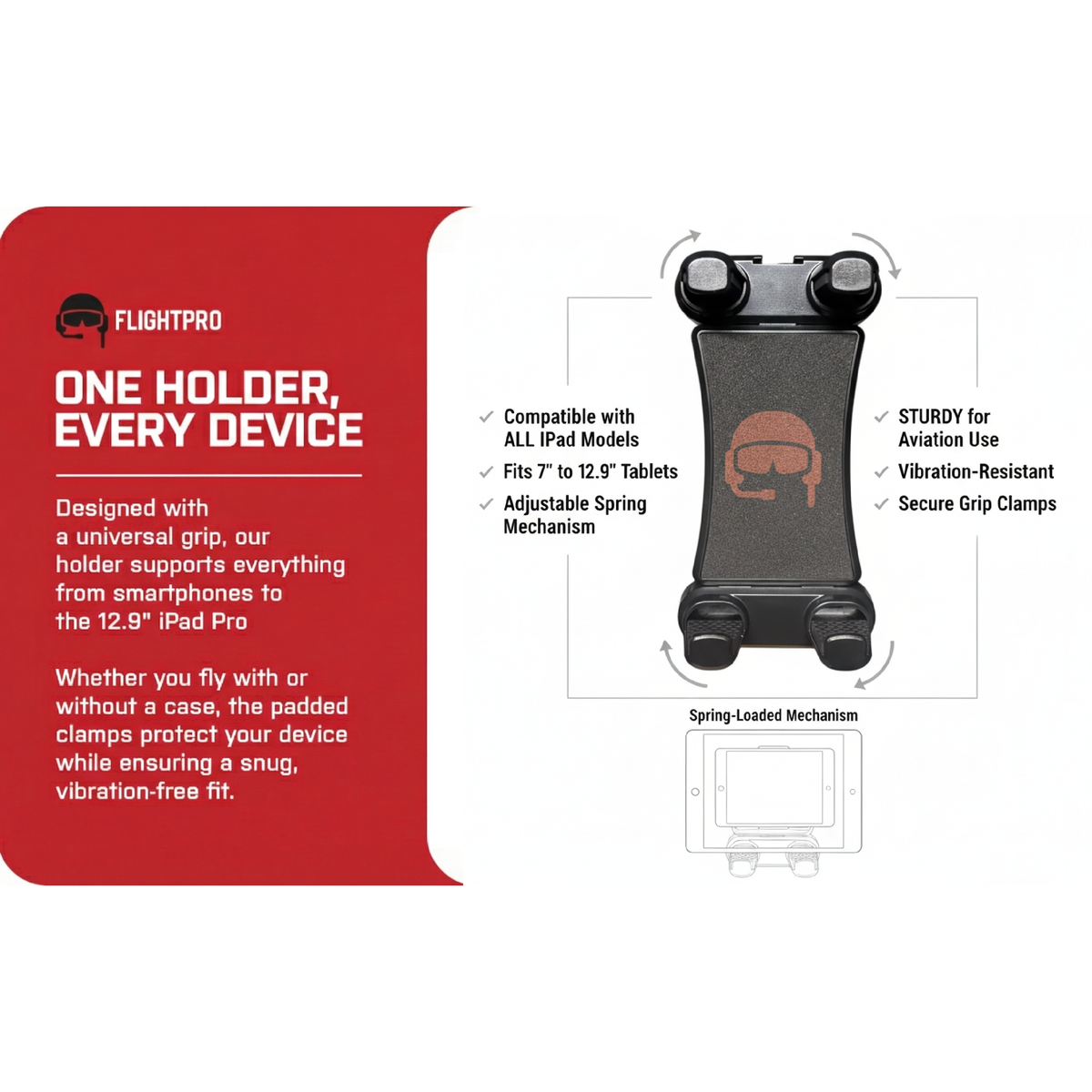 ProAviator 3-in-1 Aviation iPad Mount Set | Yoke, Suction Cup & Kneeboard