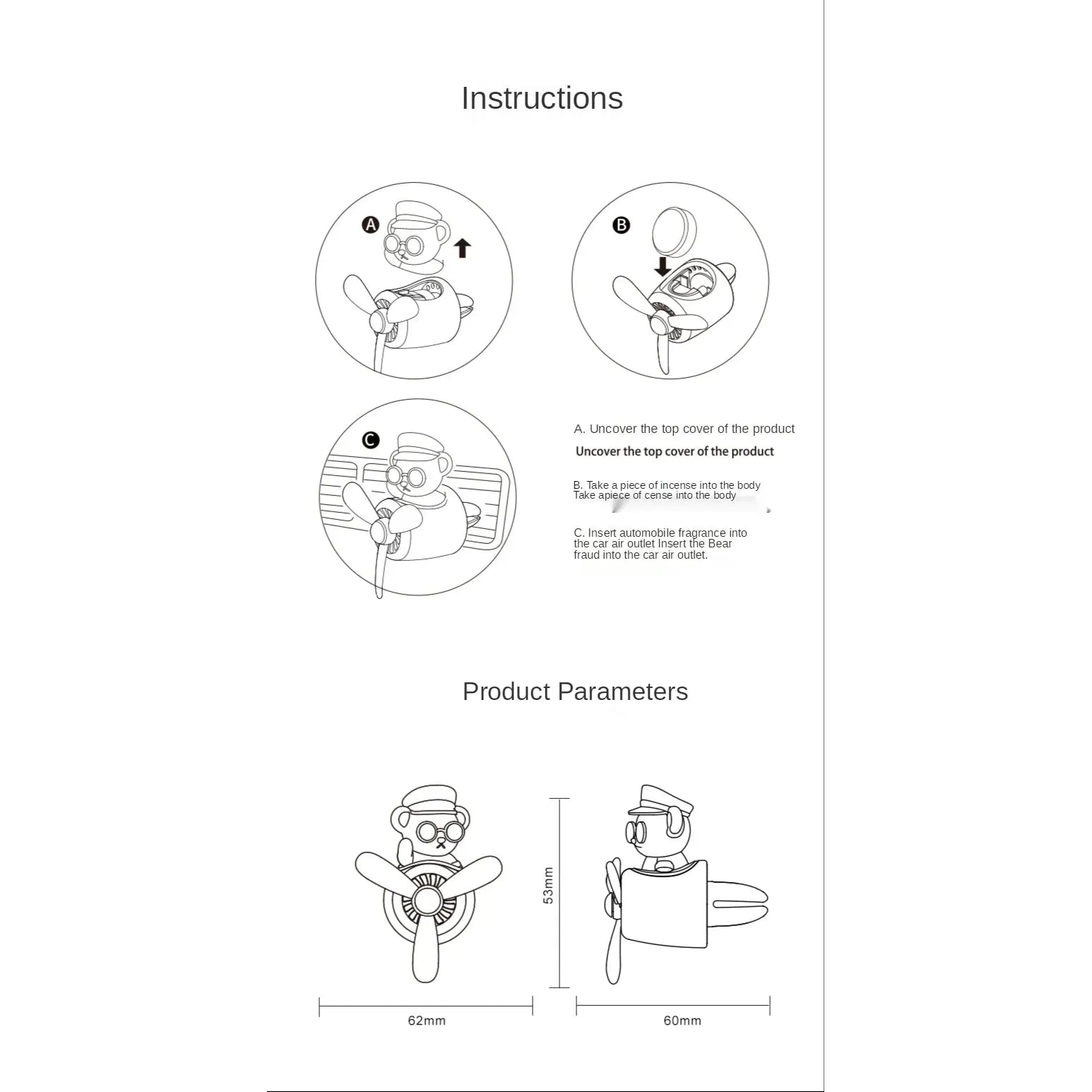 Little Bear Pilot Car Air Freshener