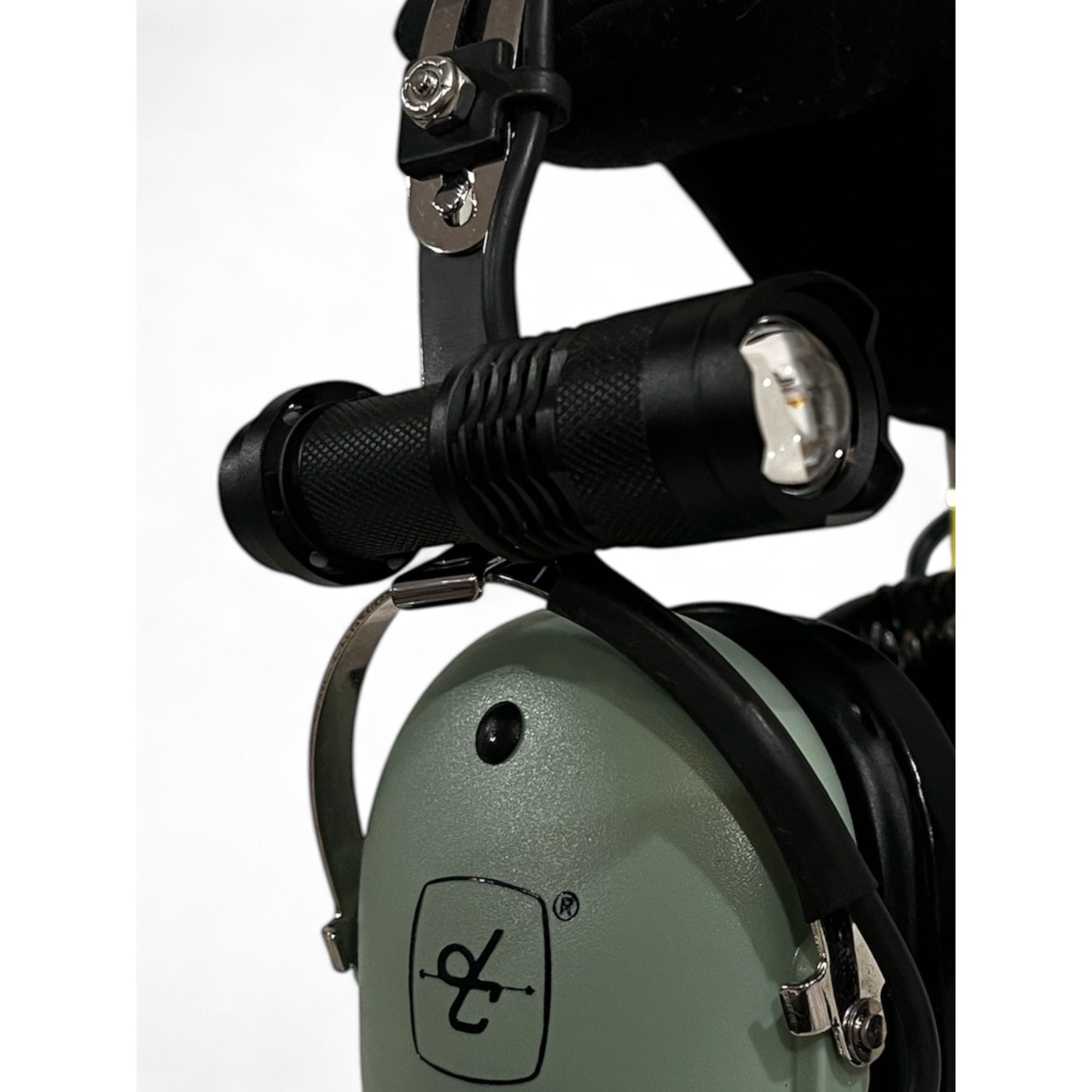 Headset Mounted Red-Light Pilot Flashlight - Compatible with most aviation headsets