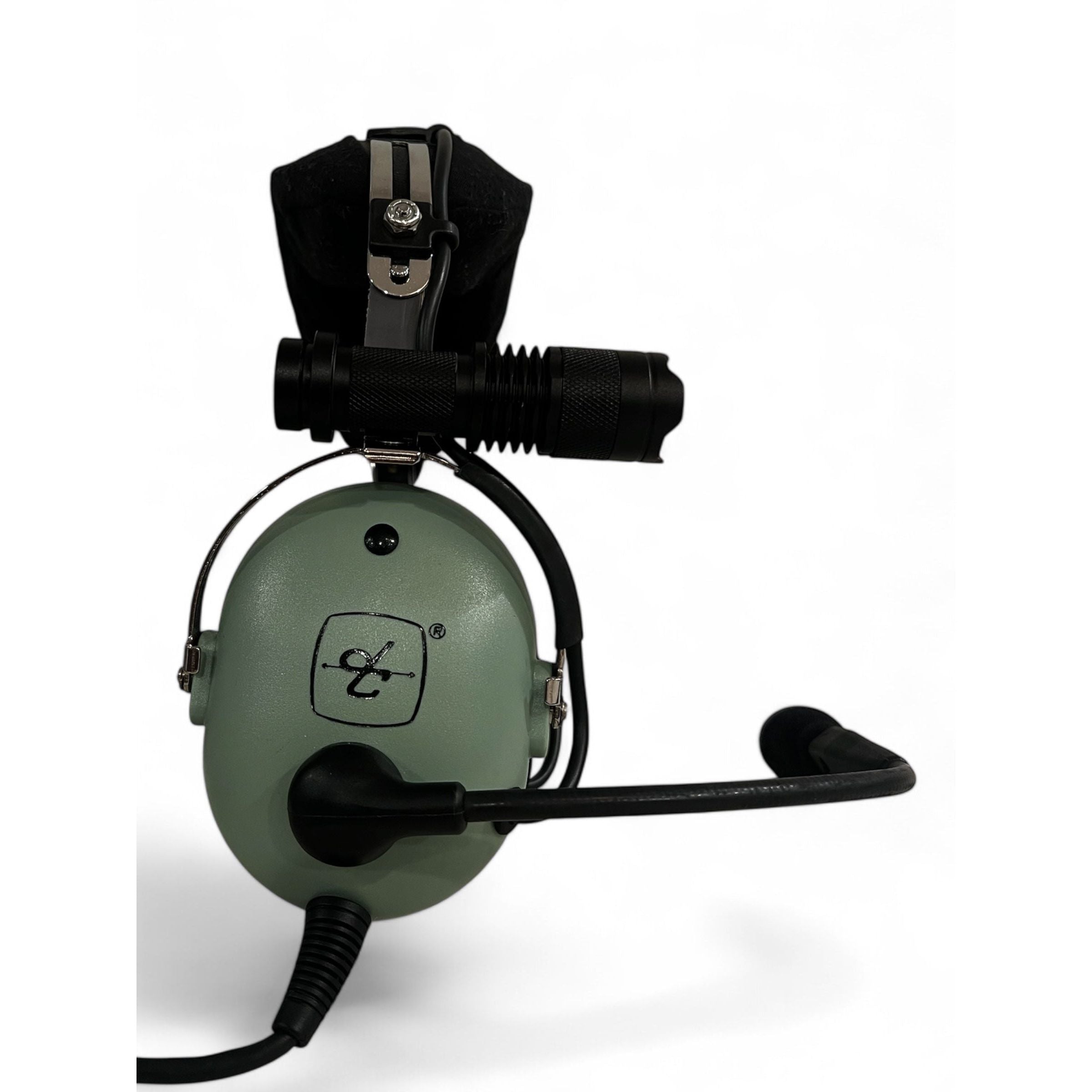 Headset Mounted Red-Light Pilot Flashlight - Compatible with most aviation headsets