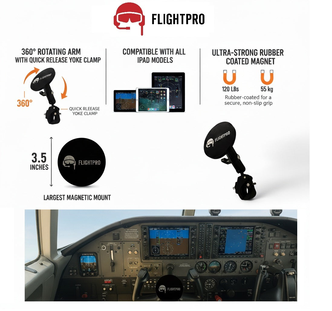 ProAviator Ultra-Strong EFB Magnetic Yoke Mount for iPad Pro, Mini & Air