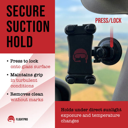ProAviator Cockpit Suction Cup Mount | Curved Multi-Angle iPad & Phone Holder