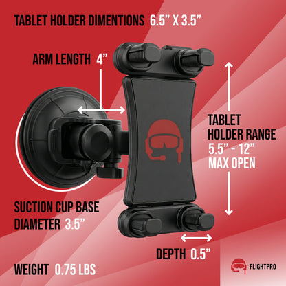 ProAviator Cockpit Suction Cup Mount | Curved Multi-Angle iPad & Phone Holder