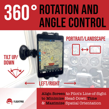 ProAviator Cockpit Suction Cup Mount | Curved Multi-Angle iPad & Phone Holder