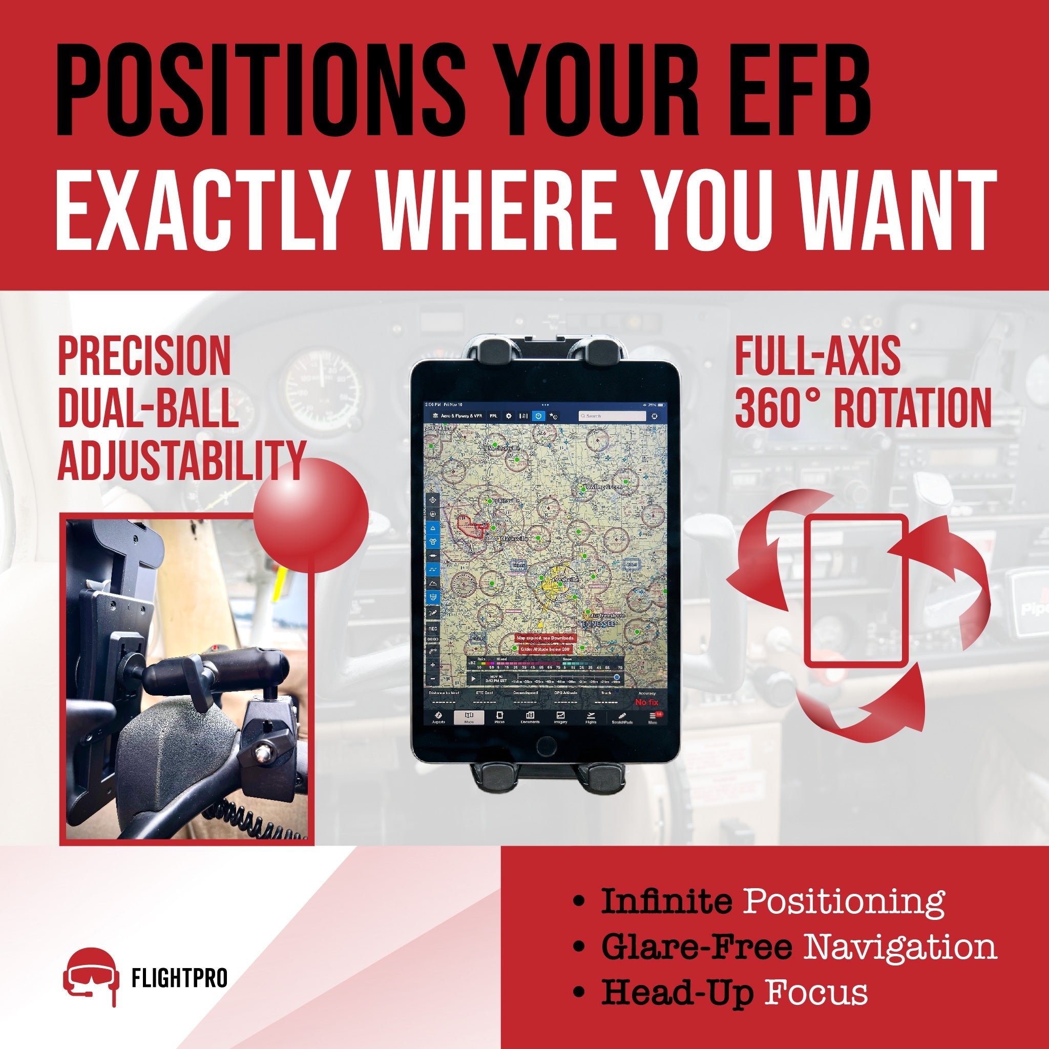 ProAviator Heavy-Duty Yoke Mount | Multi-Device Tablet & Phone Holder