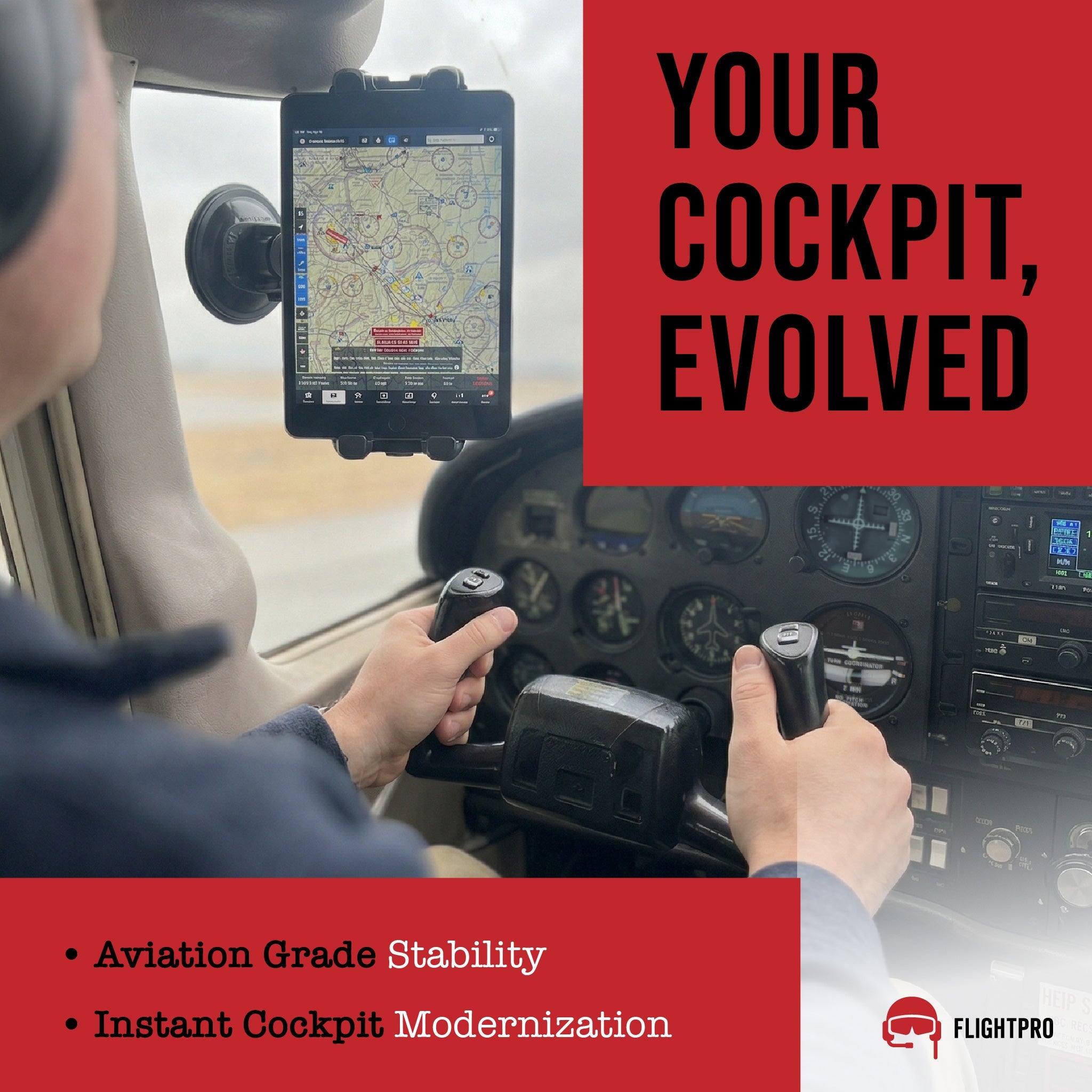 ProAviator Cockpit Suction Cup Mount | Curved Multi-Angle iPad & Phone Holder