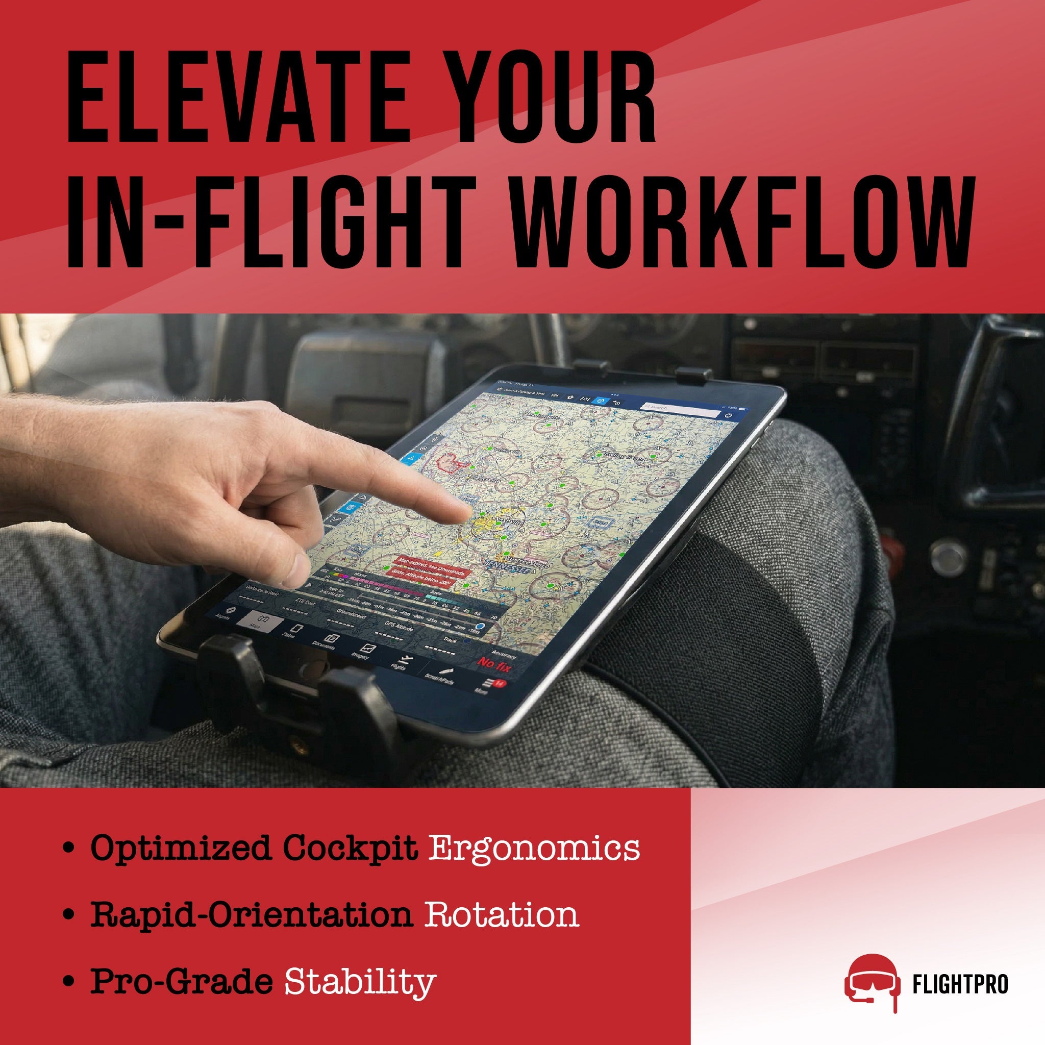 ProAviator Universal Pilot Kneeboard | 360° Rotating iPad & Phone Mount
