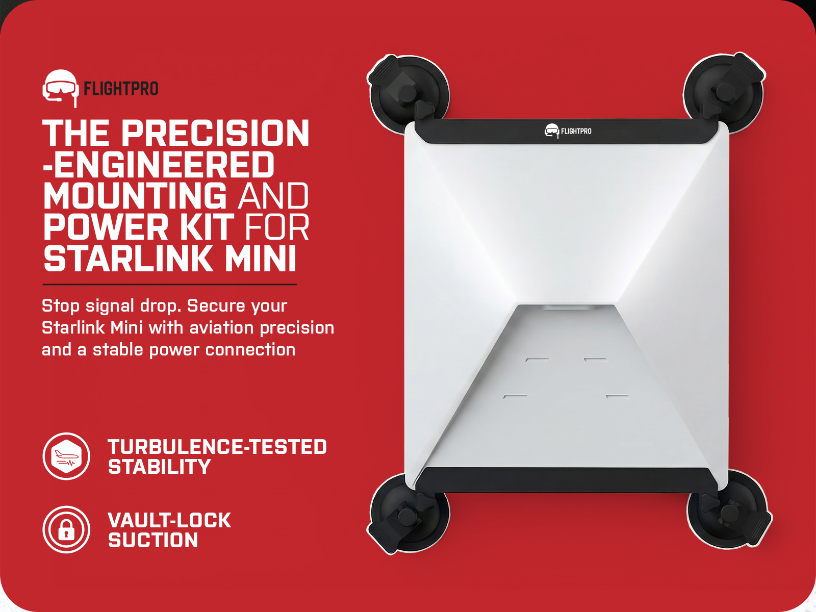 ProAviator Starlink Mini Suction Cup Mount & 10FT USB-C to DC Cable Kit