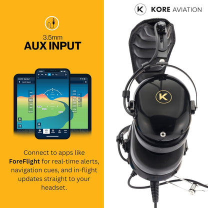 KORE P1 General Aviation Headset (Mono), Dual GA Plugs