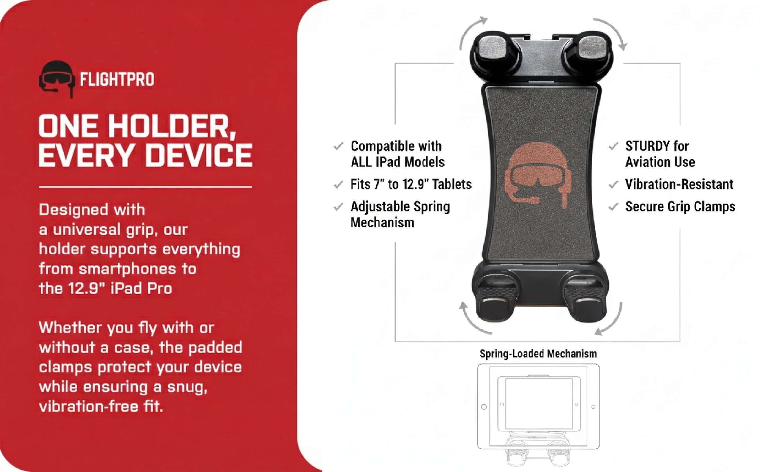ProAviator 3-in-1 Aviation iPad Mount Set | Yoke, Suction Cup & Kneeboard