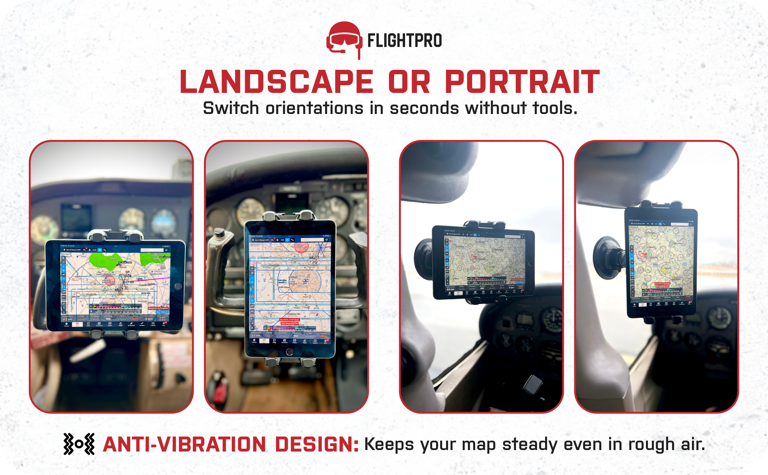 ProAviator 3-in-1 Aviation iPad Mount Set | Yoke, Suction Cup & Kneeboard