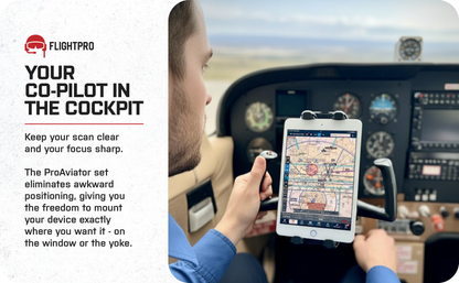 ProAviator 3-in-1 Aviation iPad Mount Set | Yoke, Suction Cup & Kneeboard