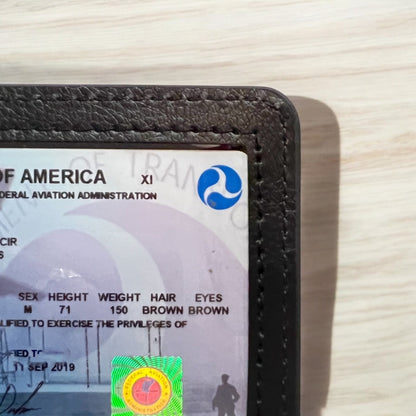 Ðirect-To Pilot Wallet with Designated Slots for License, Passport, Medical Certificate, Black PU-Leather