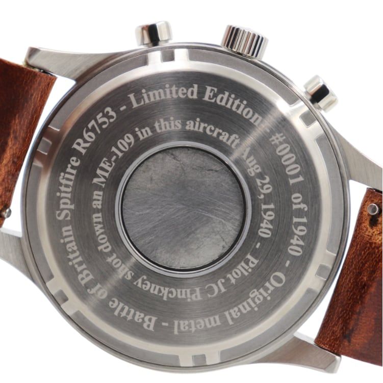 R6753 - Our Spitfire R6753 Tribute - Stainless Steel, Brush Finish, Brown Leather Band