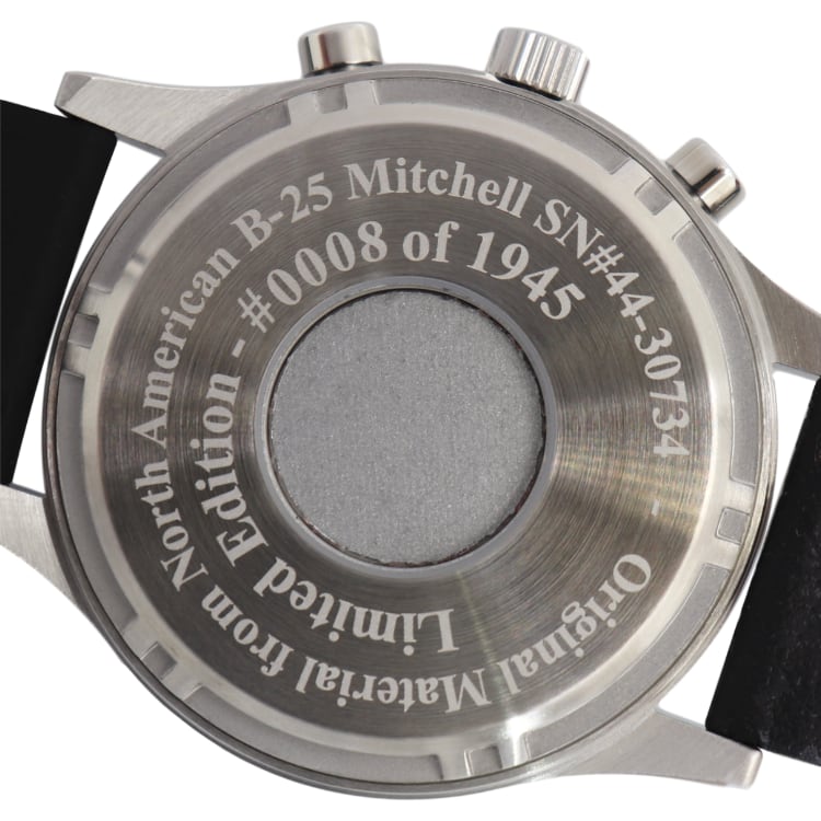 B-25 Mitchell Tribute - Gold Finish, Beige Dial, Brown Leather Band with Stitching