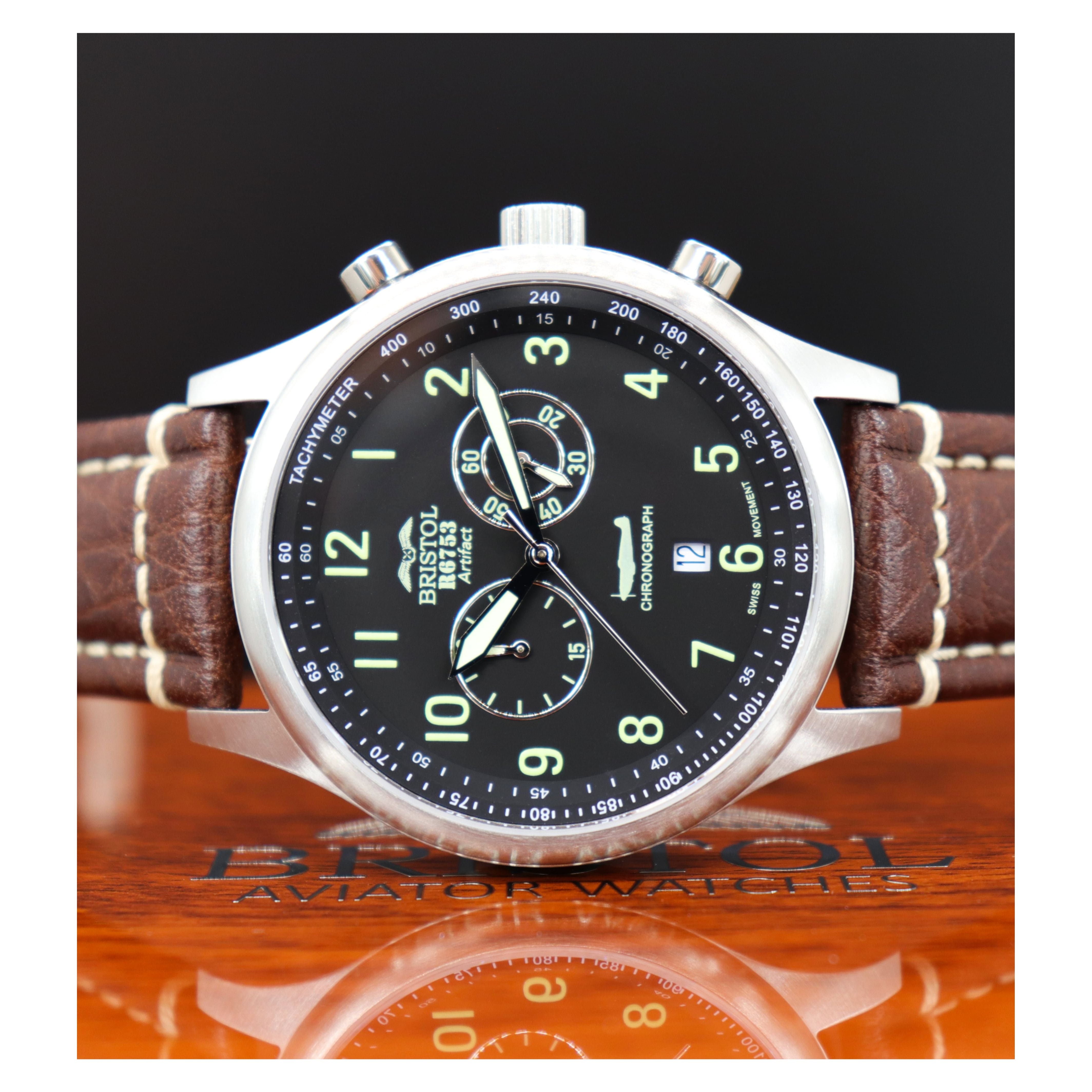 R6753 - Our Spitfire R6753 Tribute - Stainless Steel, Brush Finish, Brown Leather Band
