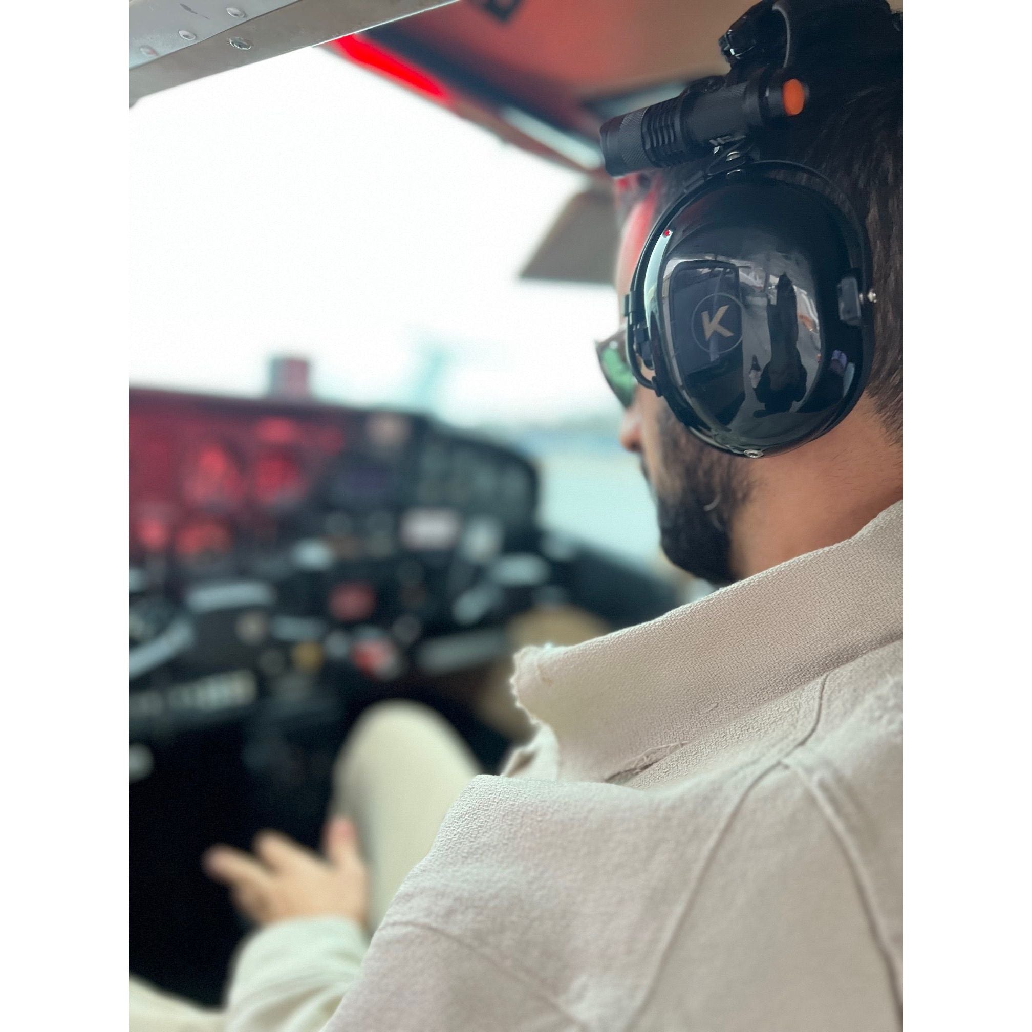 Headset Mounted Red-Light Pilot Flashlight - Compatible with most aviation headsets