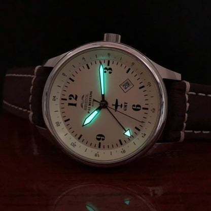 P-51 Mustang Tribute - Polished Finish, Beige Dial, Brown Leather Band