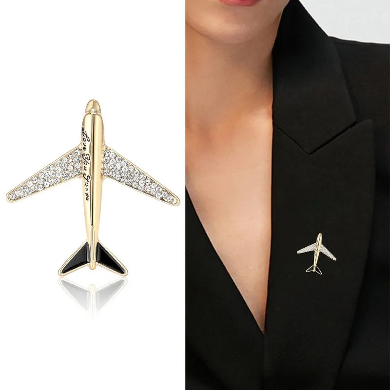 Soar Above Style: Rhinestone Airplane Brooch for Aviation Icons