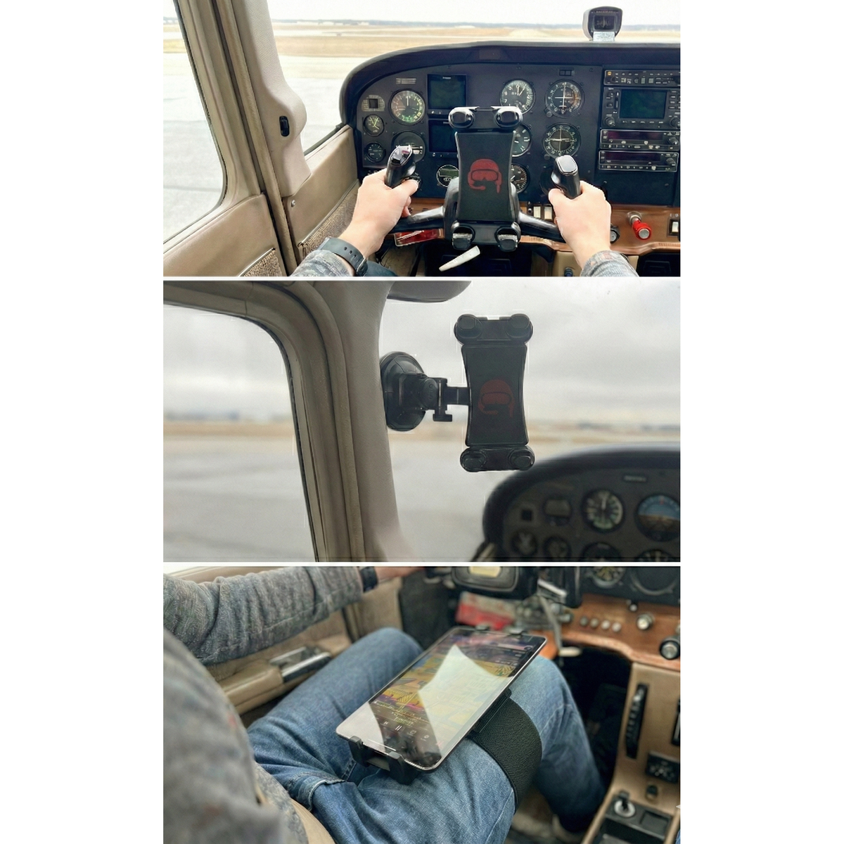 ProAviator 3-in-1 Aviation iPad Mount Set | Yoke, Suction Cup & Kneeboard