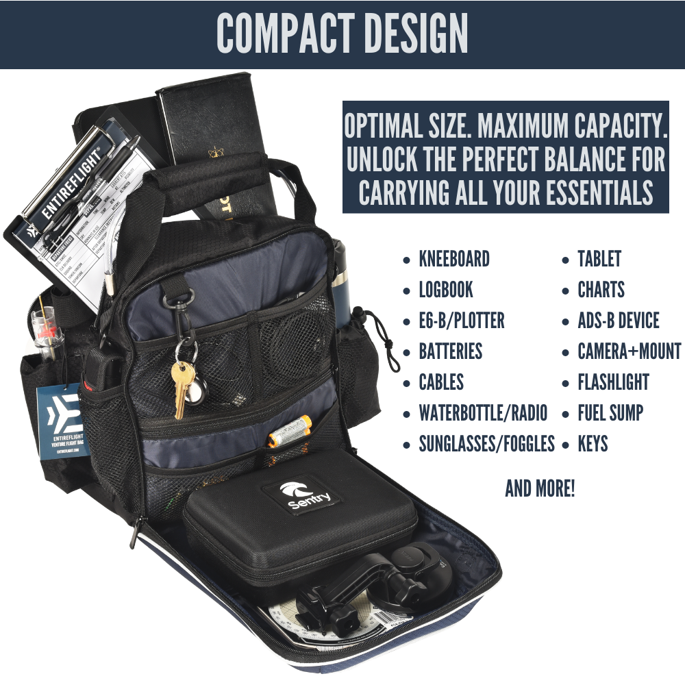 EntireFlight Pilot Bag - The Venture Flight Bag For Pilots - Blue